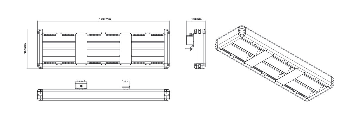 Technical line drawings for Shadow Industrial heaters